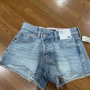 Aeropostale Denim Vintage High-Rise Women’s Shorty Shorts - Light Blue